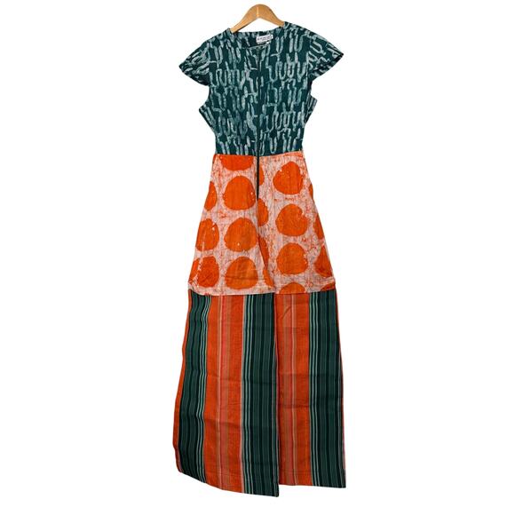 nwt Ace Kouture Ezinne Adire Aso Oke Nigerian Art to Wear Jumpsuit Teal S Small - Picture 3 of 10